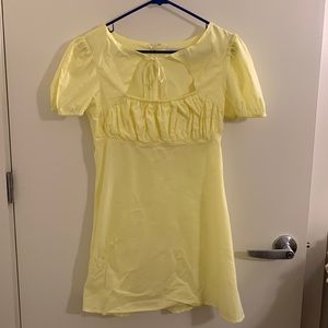 UO Sunny Yellow Ruched Mini Dress
